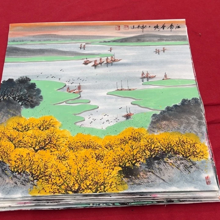 国画花鸟等图案为一体
