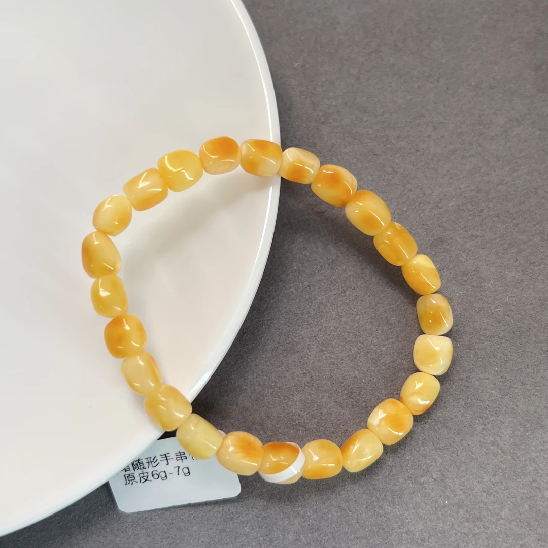 蜜蜡随形手串带原皮6g-7g
