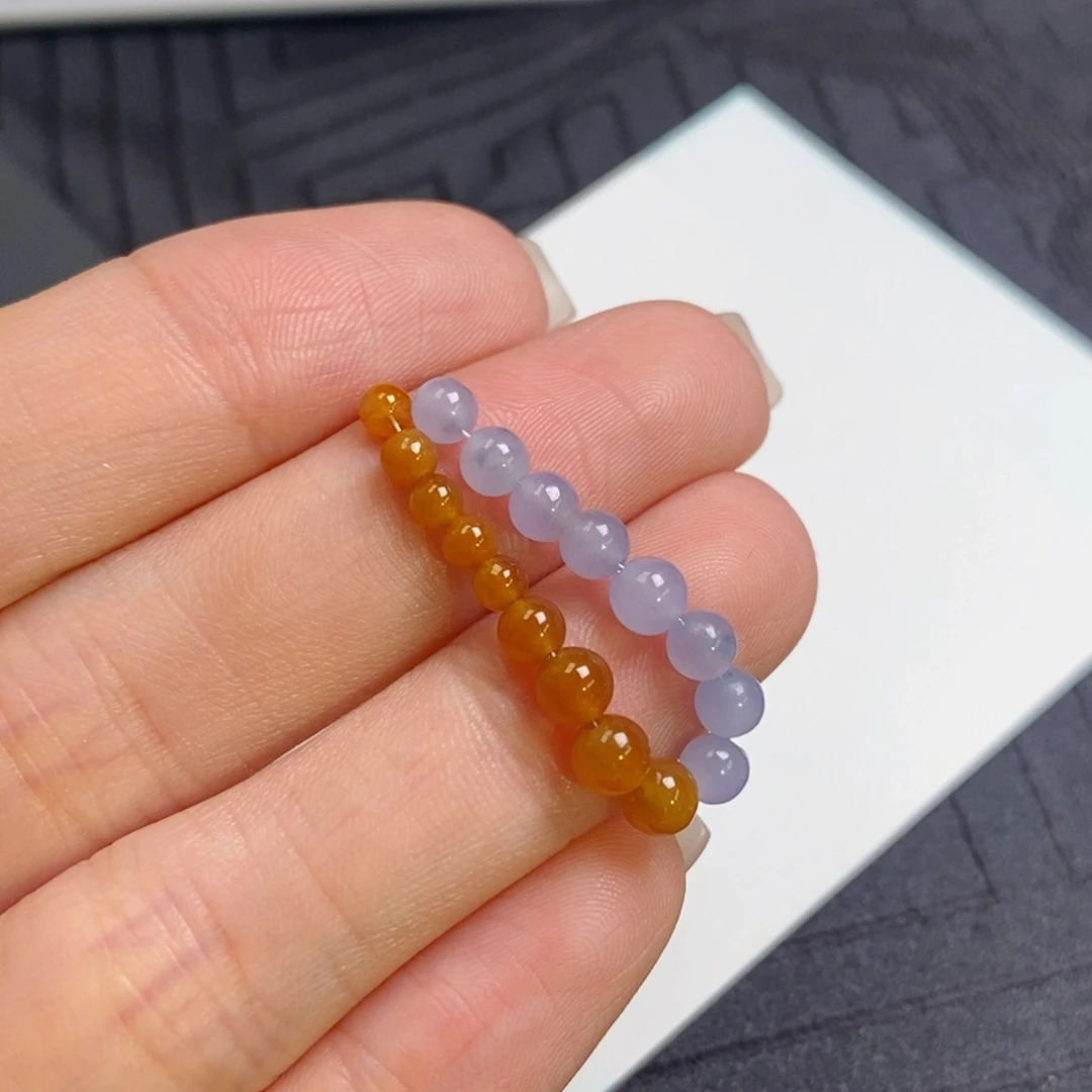 翡翠散珠蜜糖黄翡小米珠➕紫罗兰小米珠