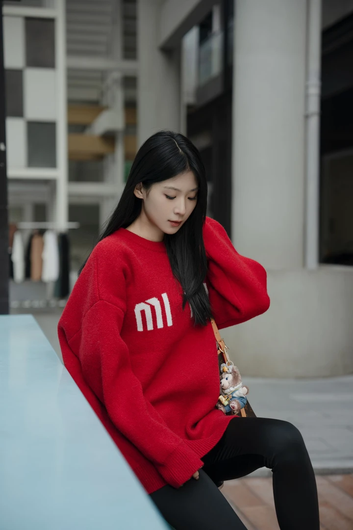 宽松慵懒圣诞软糯系毛衣女秋冬设计感小众加厚爆款新年毛衣