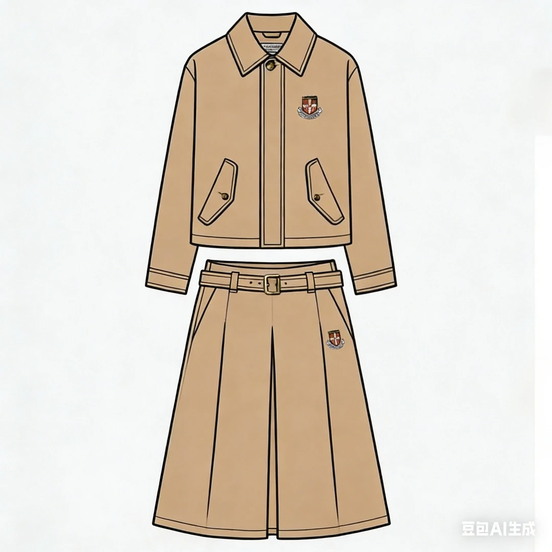 【梦想成真】MonTendre 剑桥联名翻领休闲夹克外套+百褶半裙套装女