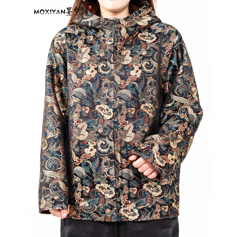 【墨夕颜】2024秋季新款桑蚕丝男士国风 蝶恋花海纹宋锦外套-GZ-188