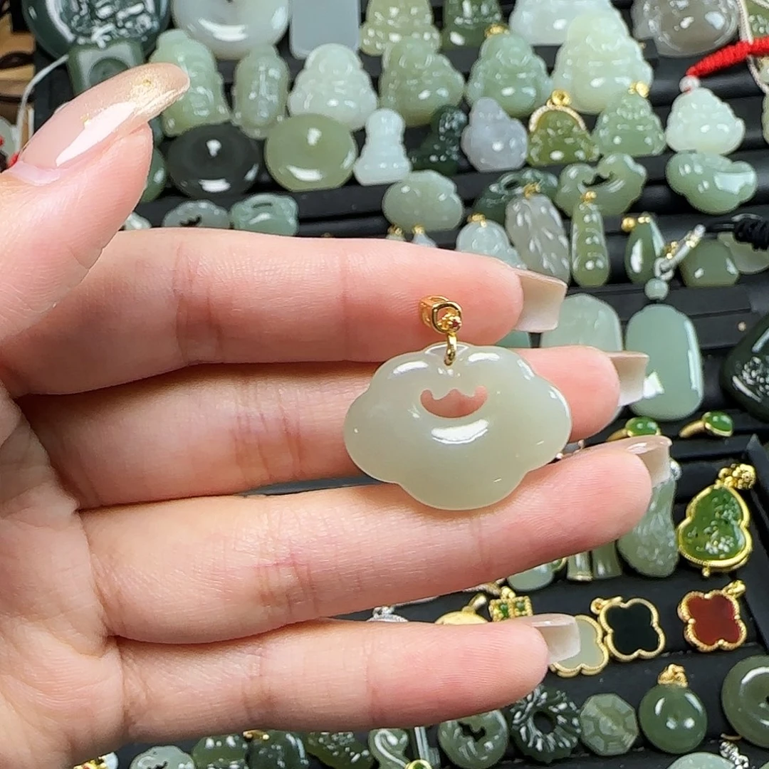 和田玉银S925镶嵌颈饰