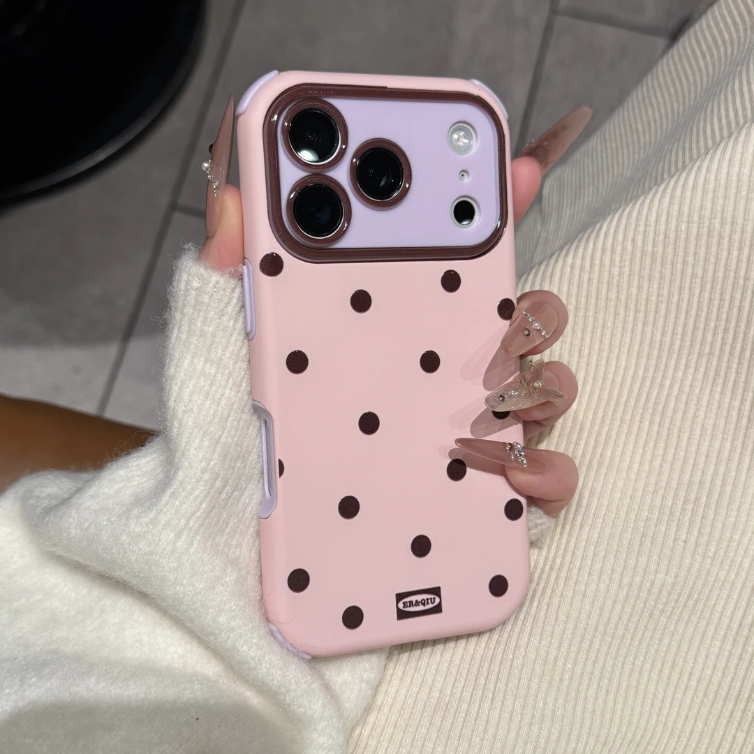 高颜值肤感撞色波点适用苹果17promax手机壳iPhone16防摔15全包14