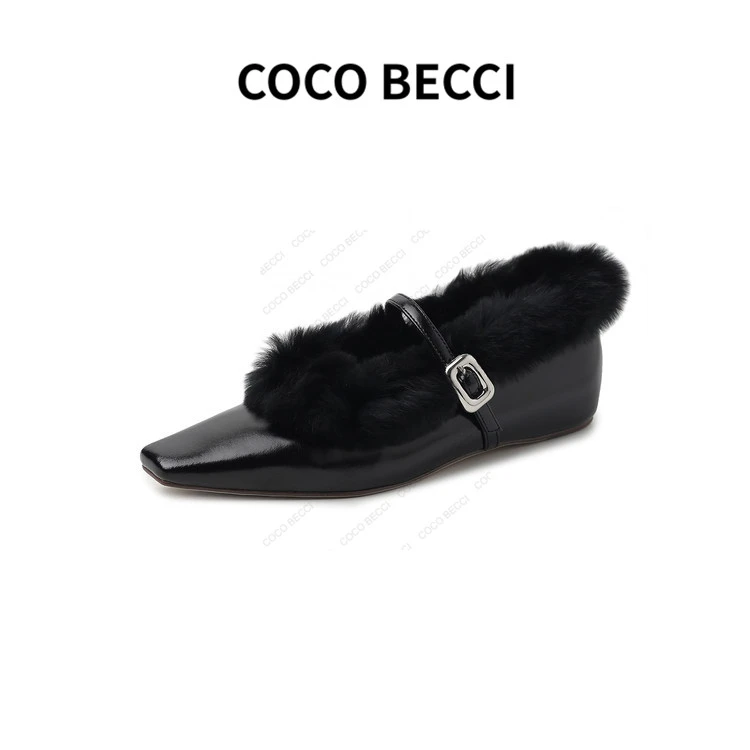 COCO BECCI 25秋冬新款甜美百搭氛围感时尚毛毛鞋