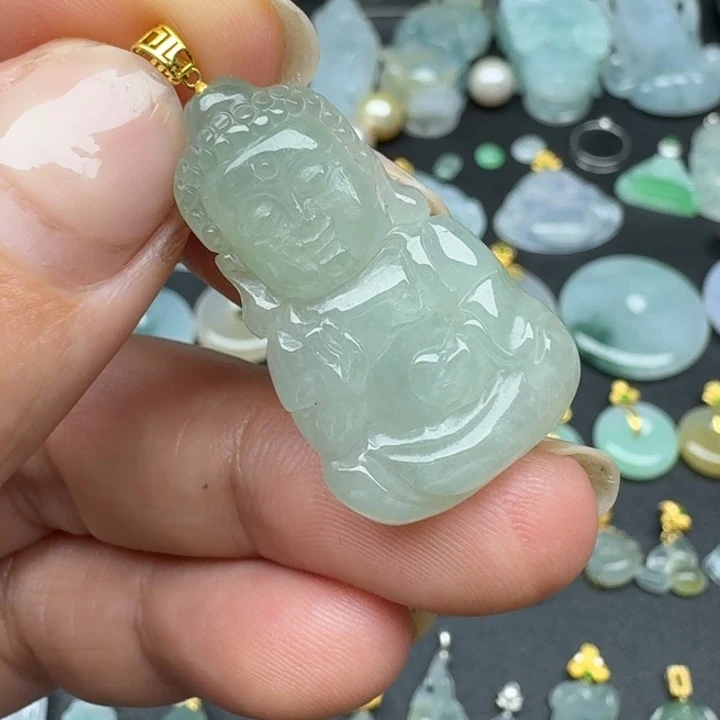 翡翠18K金镶嵌吊坠(不含链)