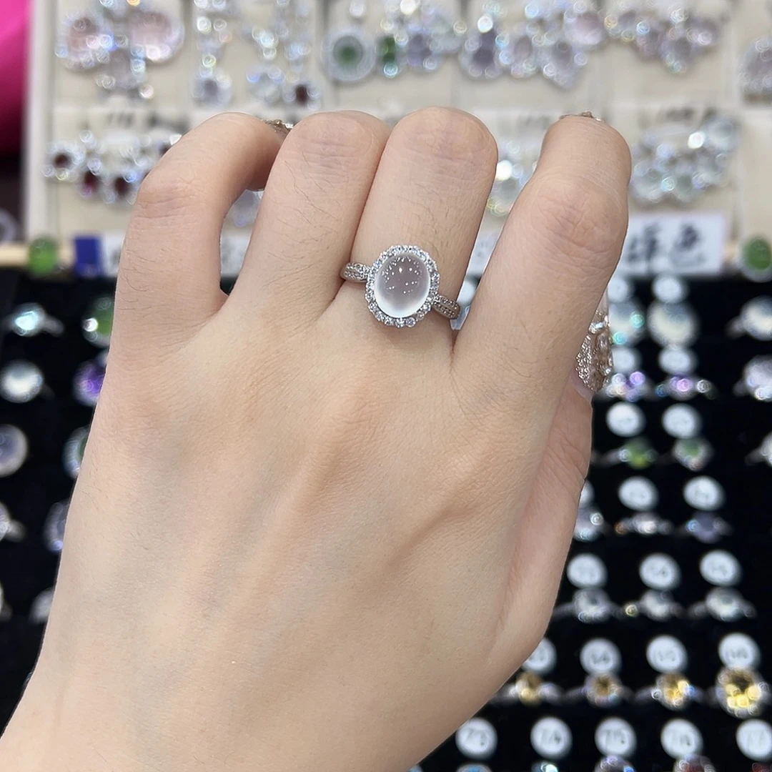 兜***糖蛇纹石玉银S925镶嵌戒指