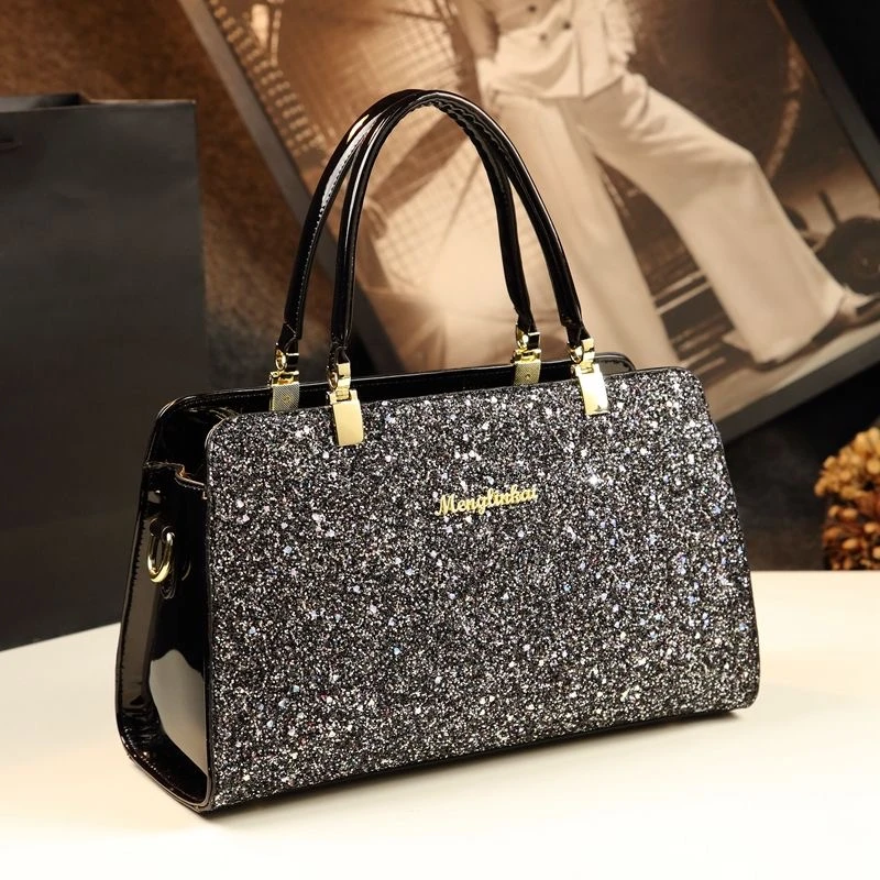 欧美马鞍包时尚大气手提包亮片设计单肩斜挎妈妈包