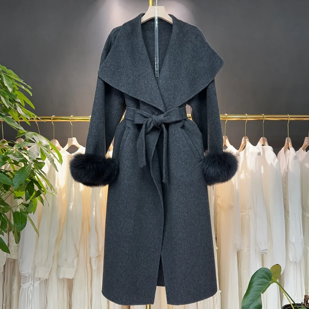 【A9201】毛呢外套女2025秋冬新款时尚设计感中长款毛呢外套