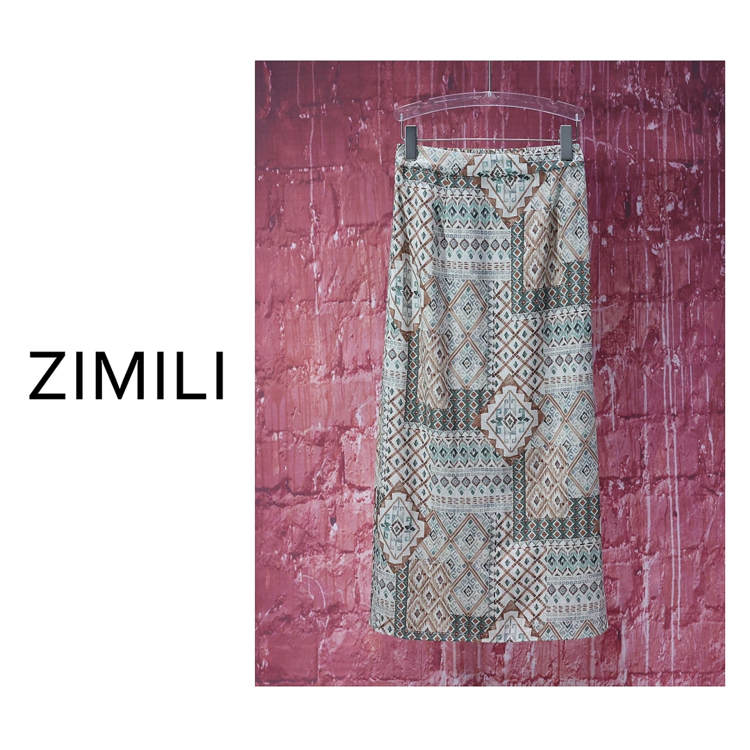 【亮哥女装】2025欧若风波西米亚风情印花半身裙7156