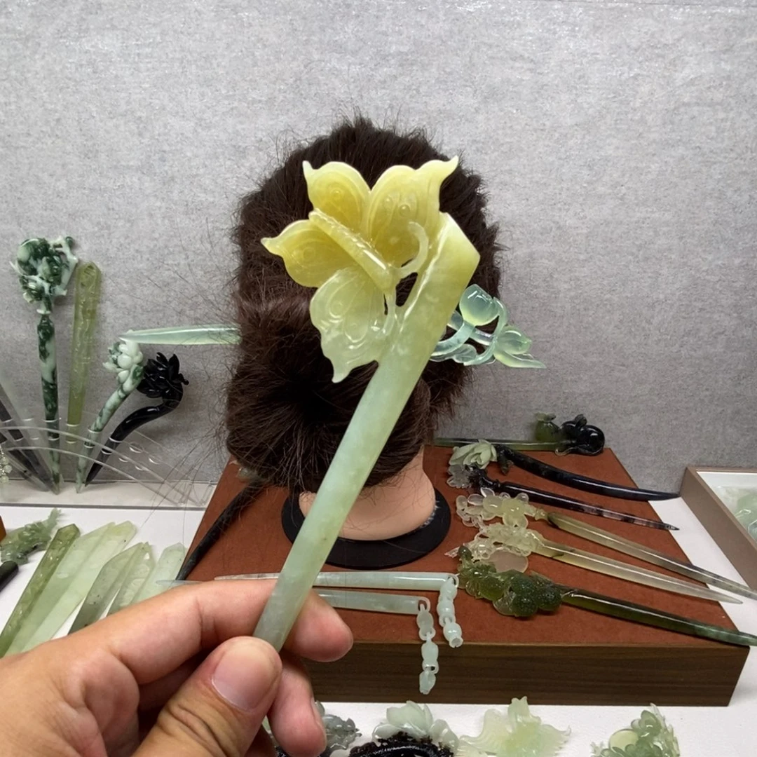 蛇纹石玉未镶嵌发簪微瑕
