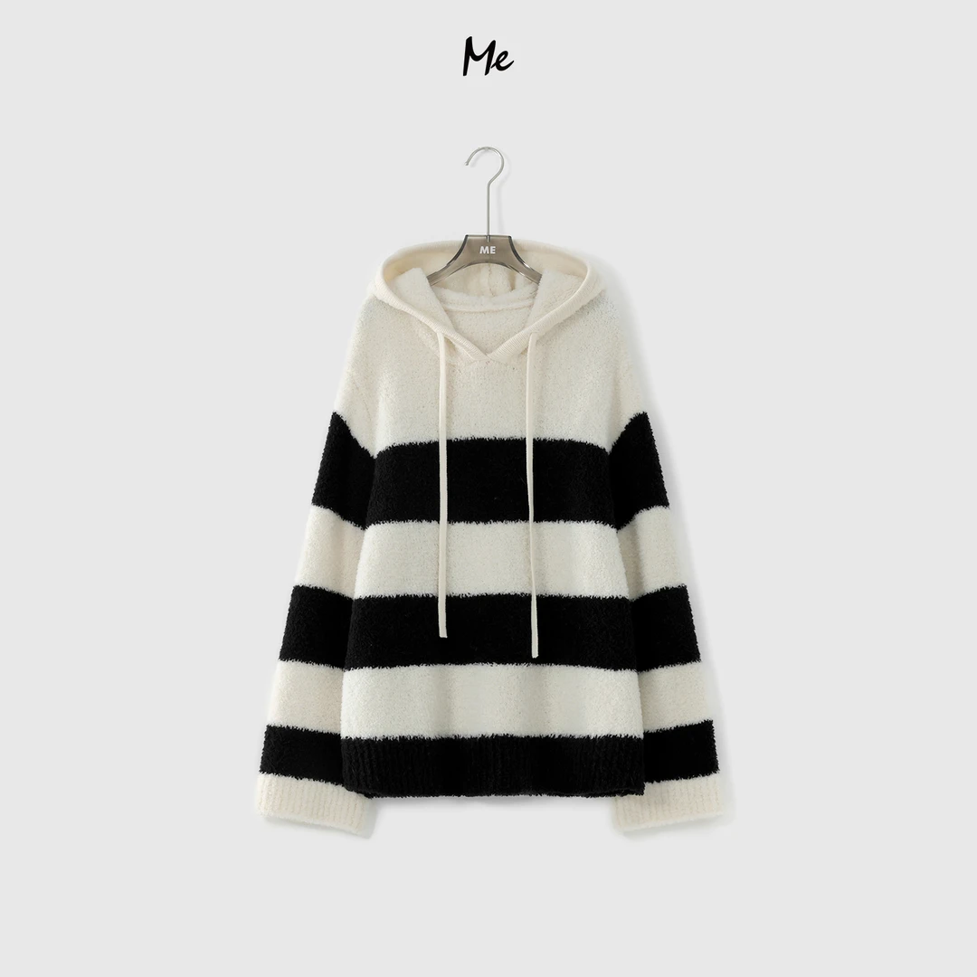 ME【小白羊毛衣】秋冬时尚新款简约条纹绵羊毛毛衣MEQC1952