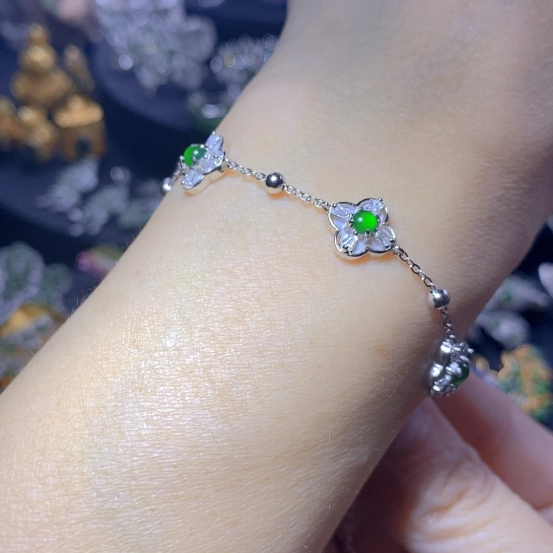 翡翠银S925镶嵌吊坠(不含链)天然翡翠