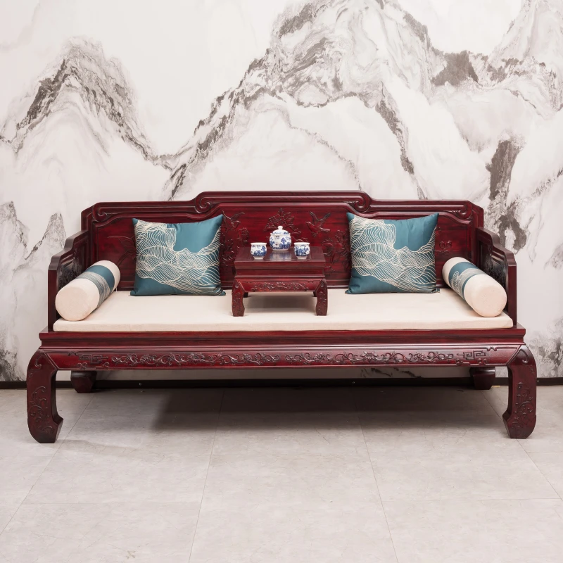 中式实木罗汉床小户型古典罗汉榻沙发床榻榫卯金丝黄檀客厅家具