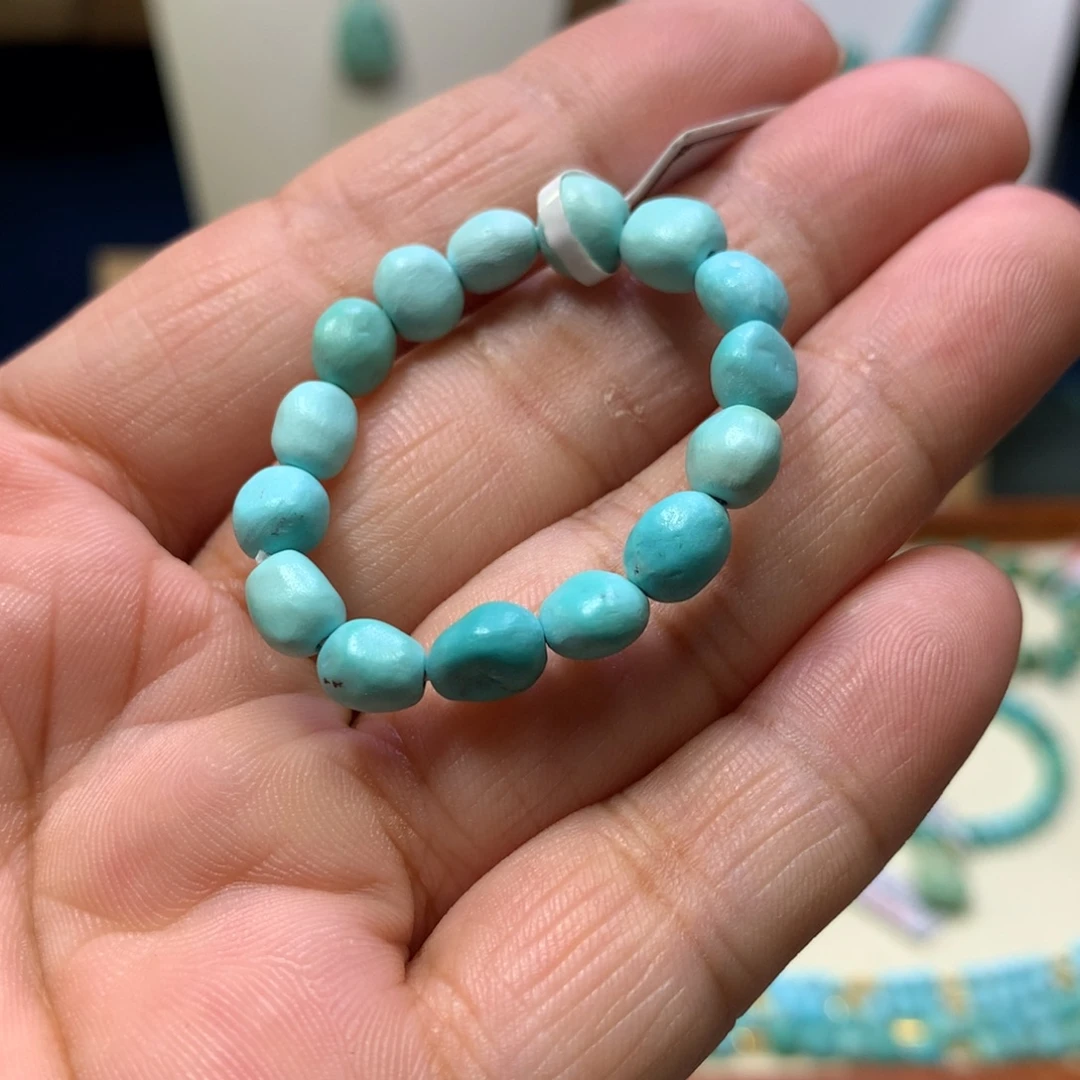 绿松石未镶嵌糖豆6mm半成品