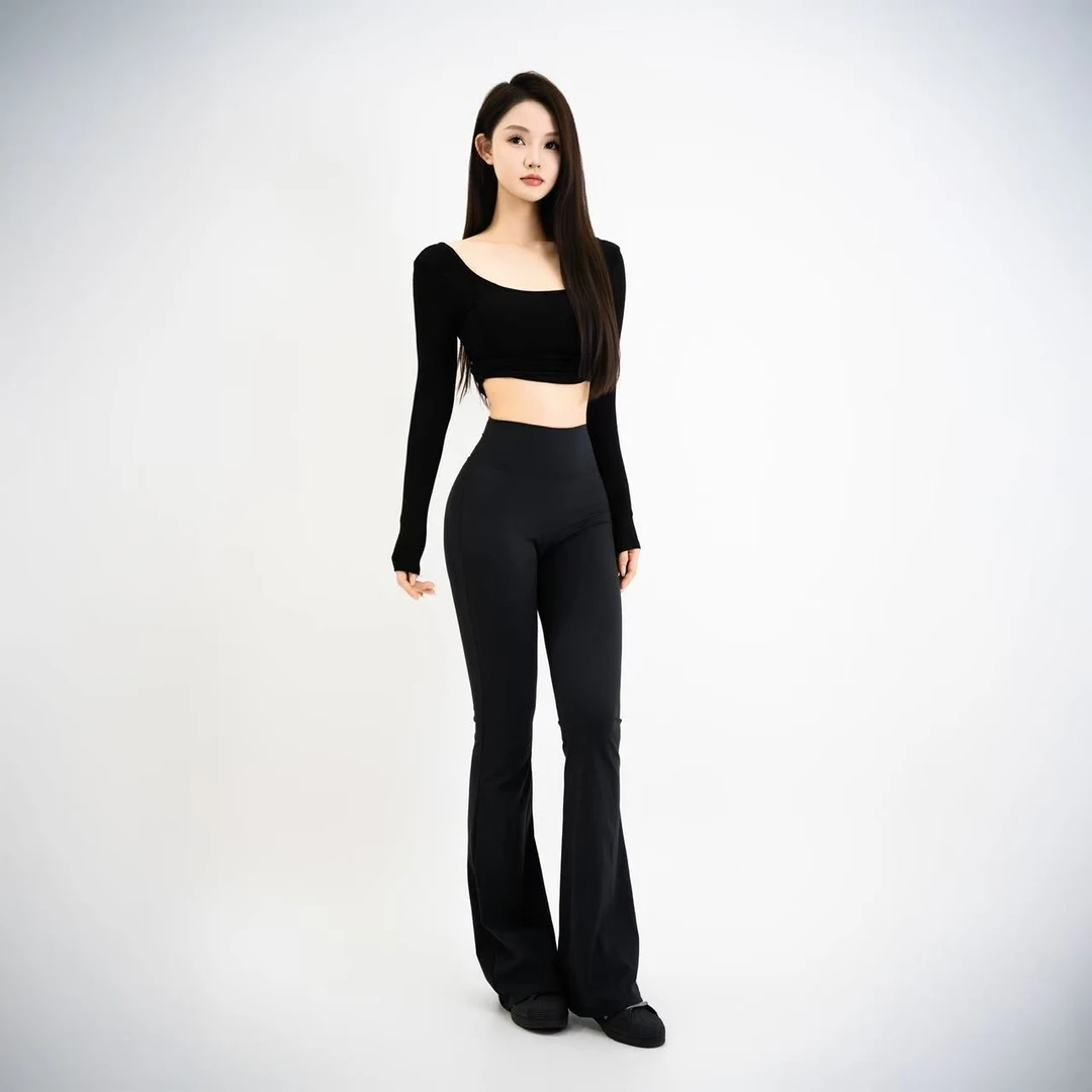 收腰显臀塑性拉长腿修腿型不粘毛纯黑健身日常休闲瑜伽裤显瘦