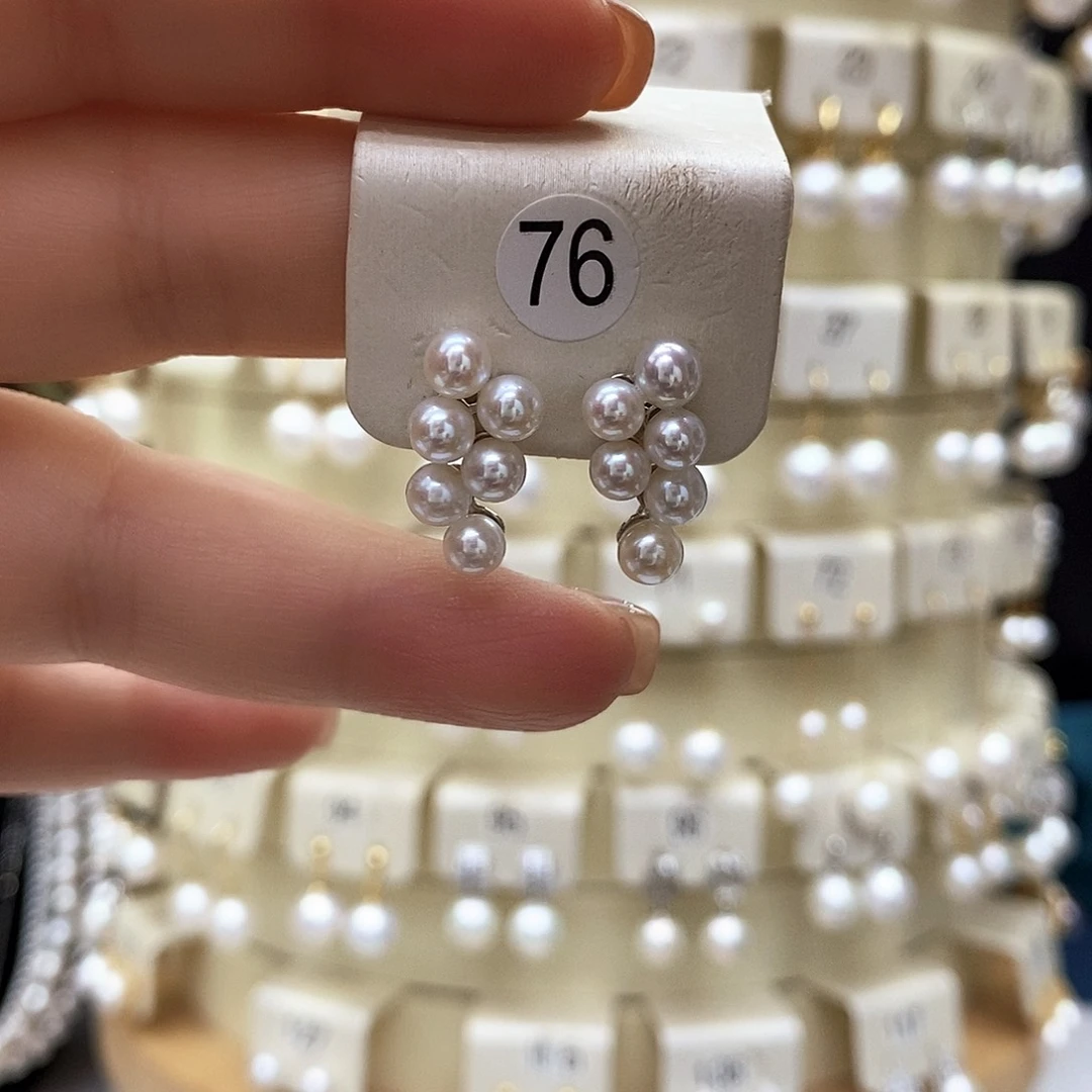 银S925镶嵌淡水珍珠耳饰