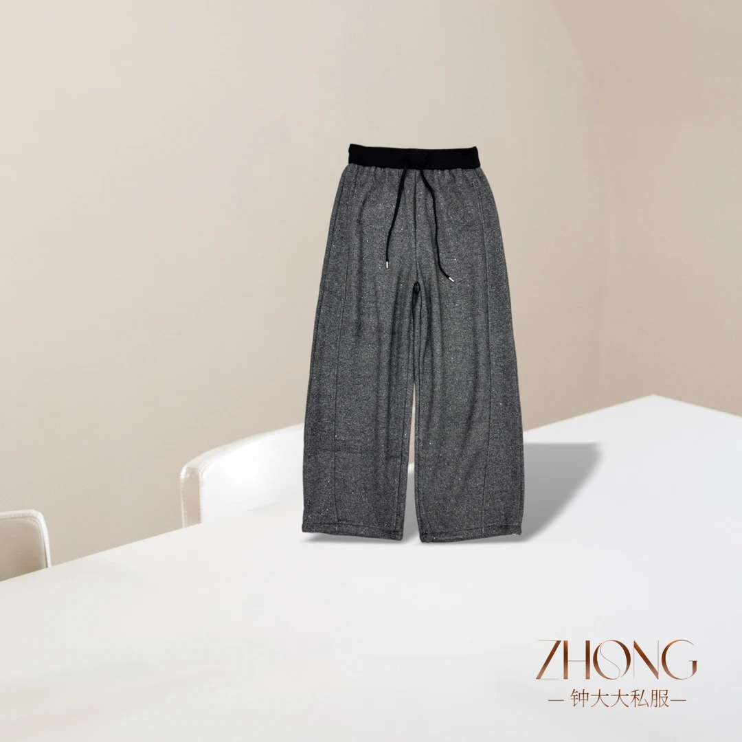 ZHONG大大【】冬季新款加绒韩版高级灰宽松高腰阔腿休闲裤50777
