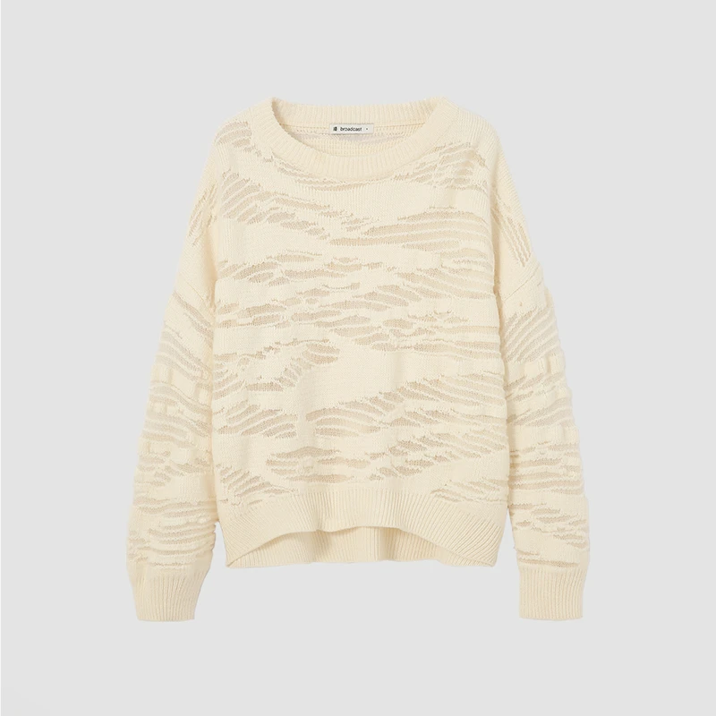 【达人专属】播休闲镂空毛衣长袖圆领针织衫BDQ3SD0476