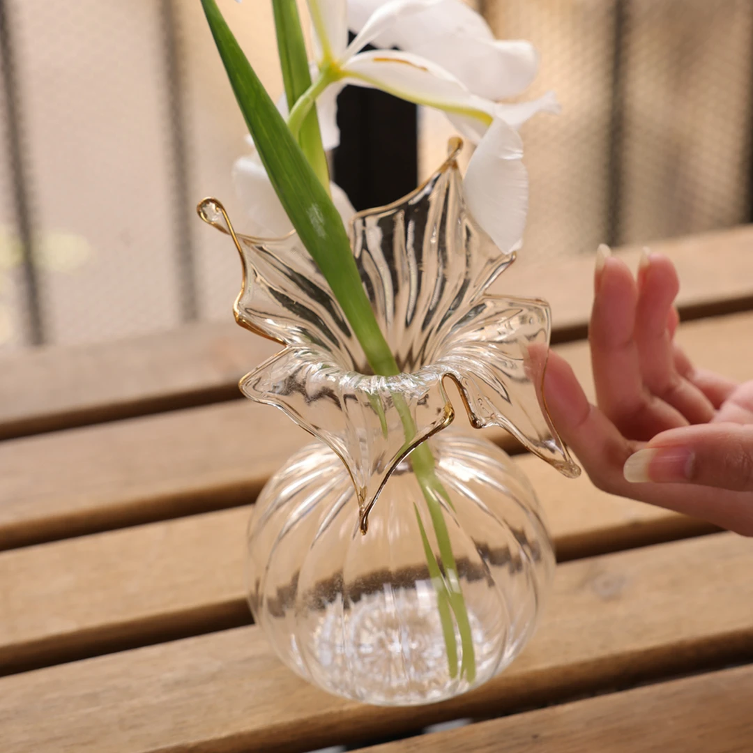 雅雅威尼斯风格手工吹制灯工中古玻璃花瓶剪花口客厅茶席茶桌装饰