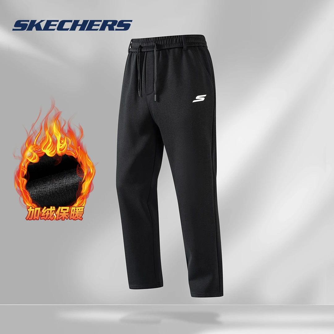 斯凯奇秋冬新款加绒运动裤男女款保暖卫裤冬季户外宽松针织休闲裤
