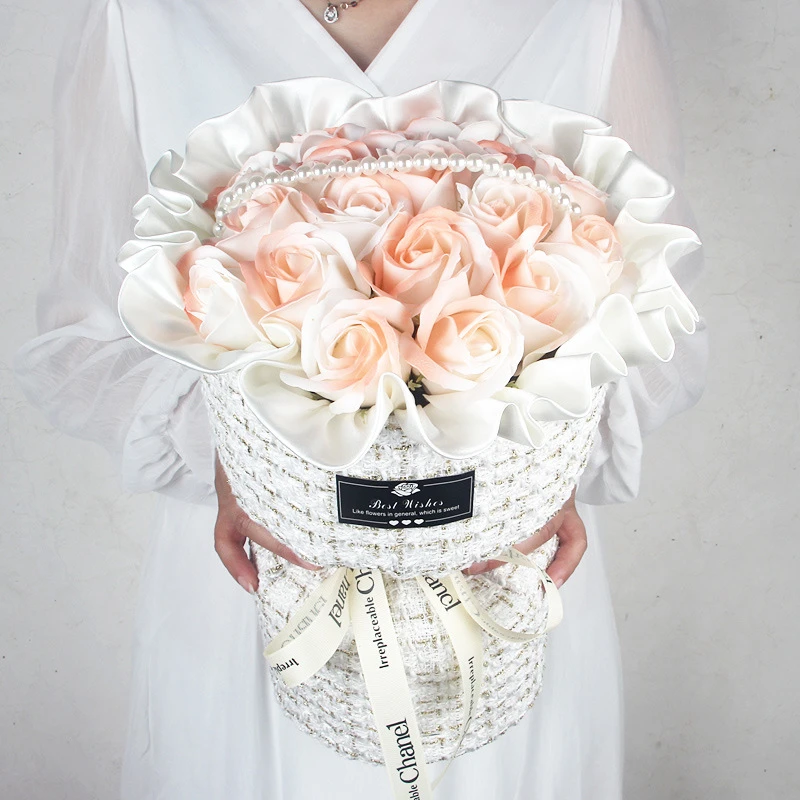 七夕节小香风梦幻碎冰蓝玫瑰香皂花束送情侣七夕情人节圣诞节生日