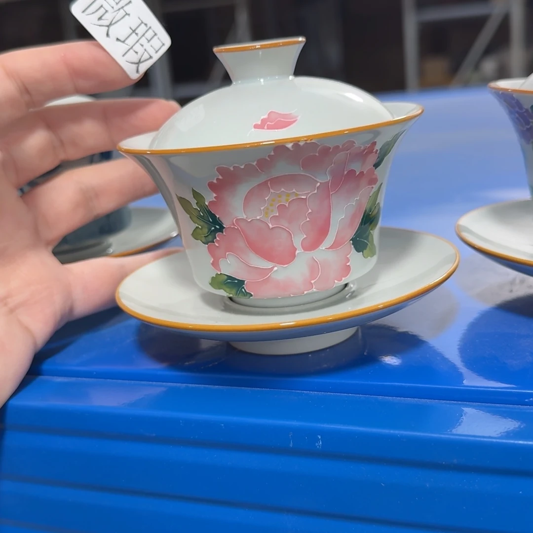 釉下手绘茶具微瑕