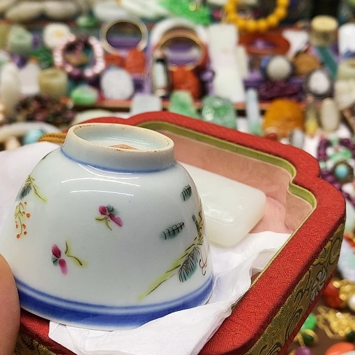 冰***点青花手绘小主人杯子