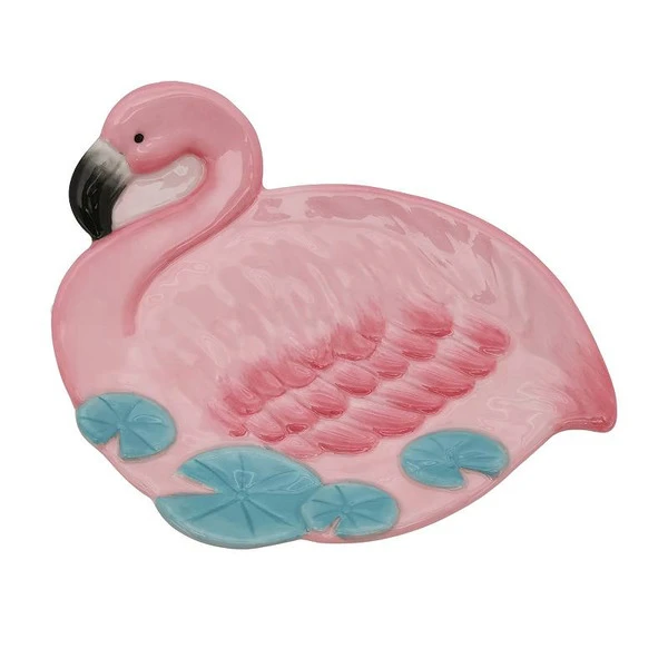 【多米家】15*10CM 火烈鸟肥皂碟 高温手绘 浮雕工艺 可爱 精致高端