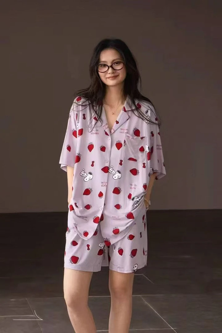 卡通睡衣女夏季短袖短裤宅家可外穿家居服