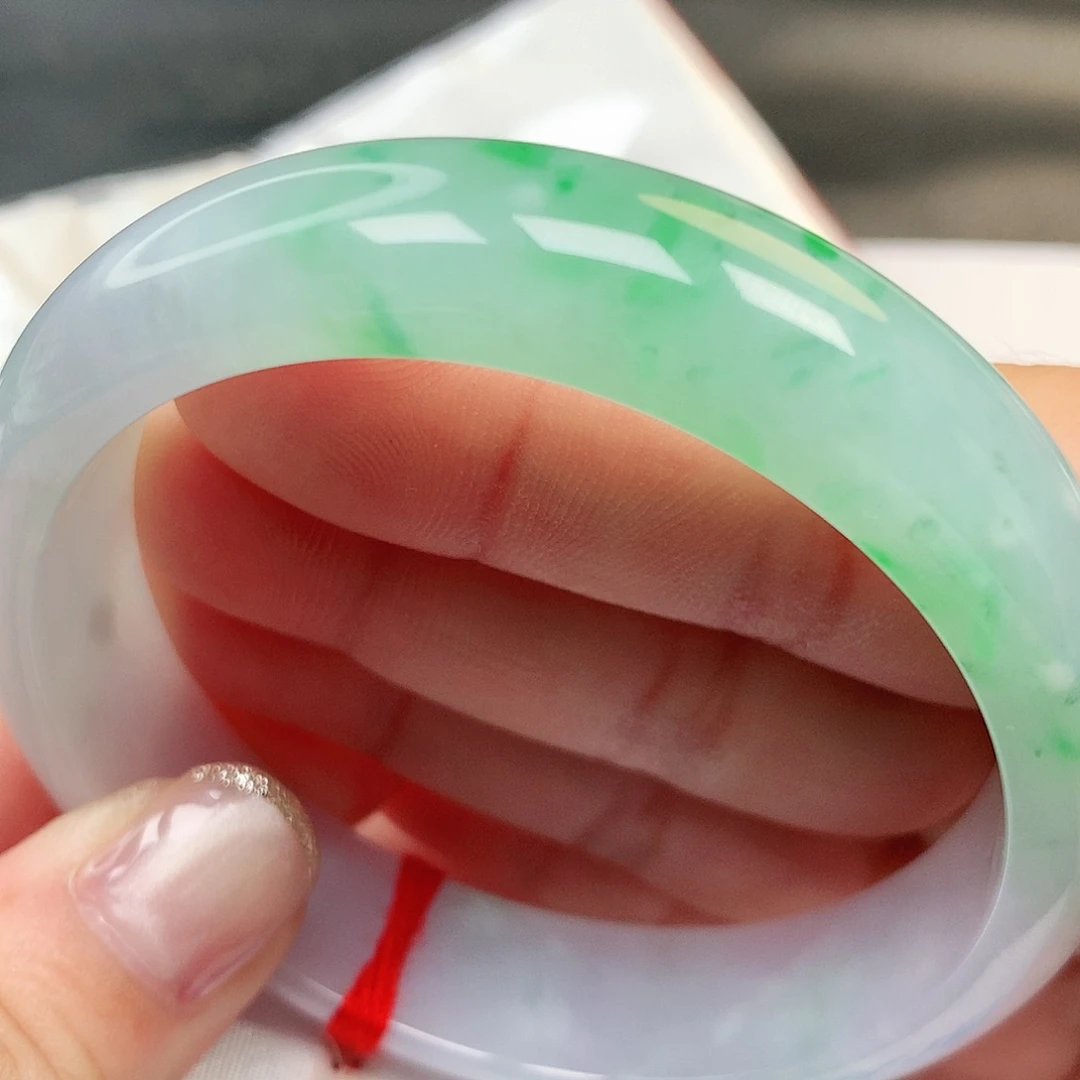 未镶嵌手镯翡翠缅甸纯天然A货翡翠老坑种冰绿宽轮胎