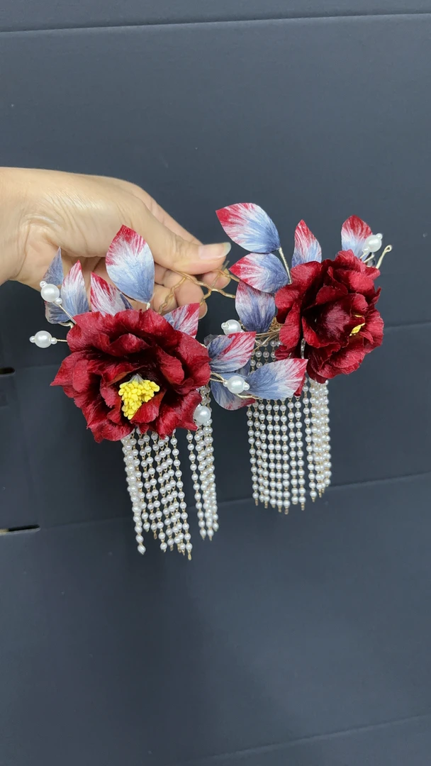慕绒家 非遗绒花古风发簪 手工制作默认微瑕