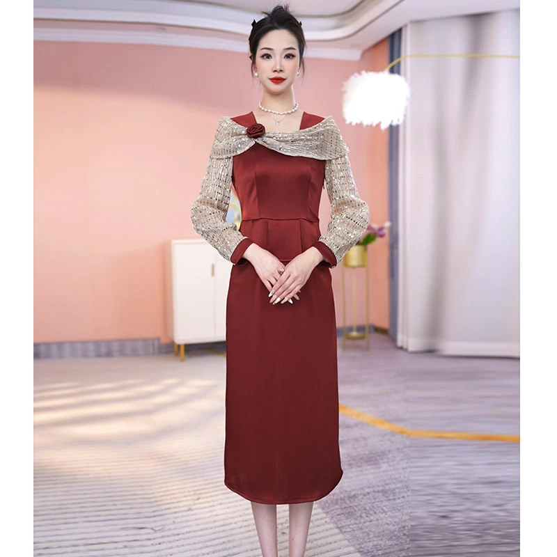 JG-25168   新款2025年春季时尚气质优雅显瘦假两件连衣裙 M-4XL