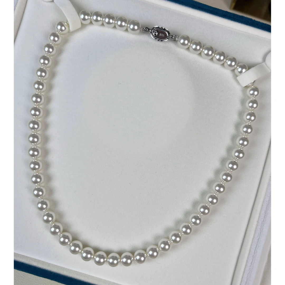 妈妈节福利特惠！8-9mm正圆极光大气感礼物元宝扣项链