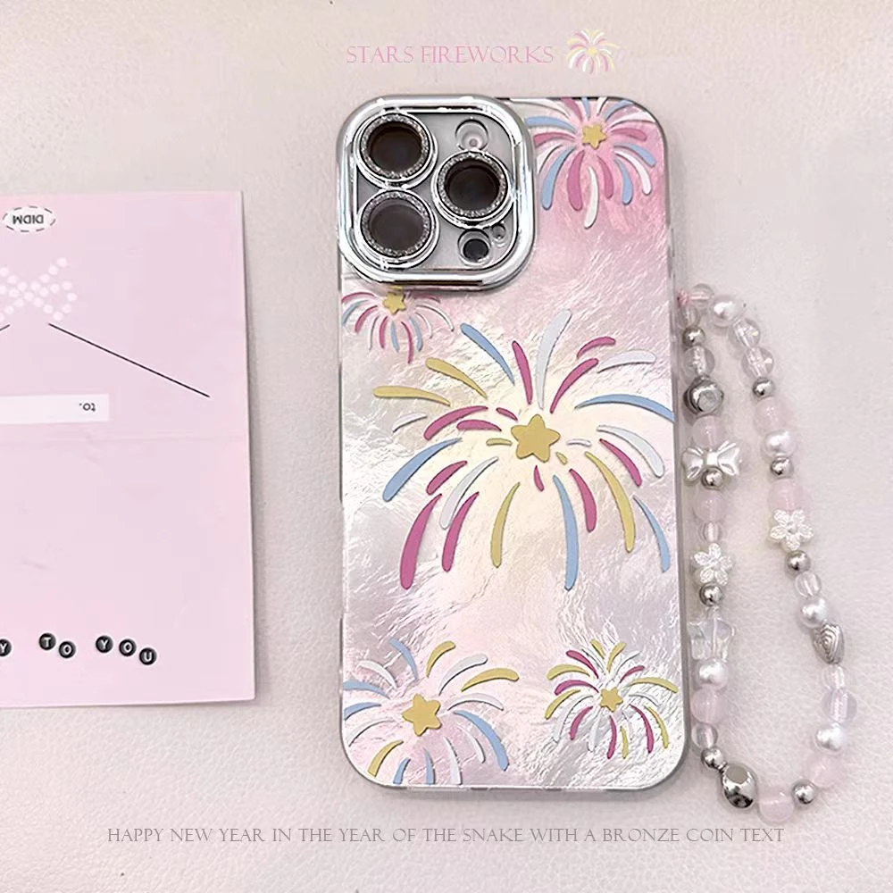 镜头膜梦幻彩色烟花适用苹果15promax手机壳iphone16创意14挂链13