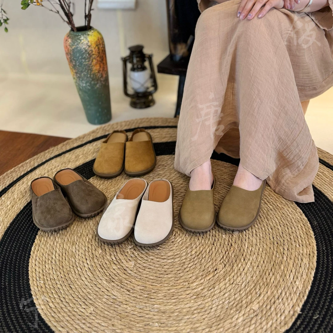 （清货）真皮女士舒适包头拖鞋夏季透气HA29005