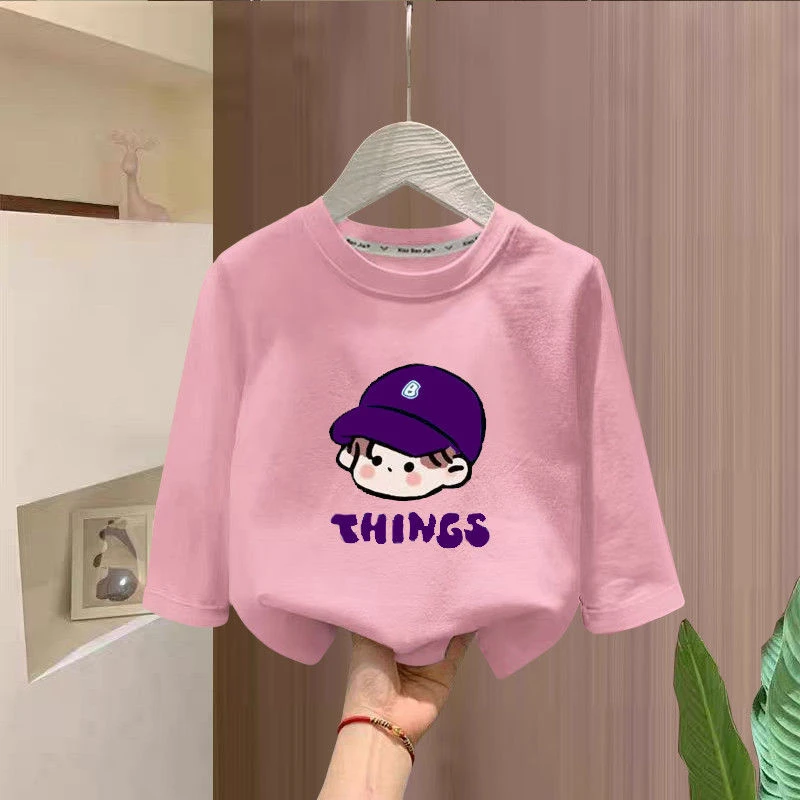 春秋男童纯棉圆领破洞T恤长袖儿童帅气百搭休闲宝宝卡通打底衫潮t