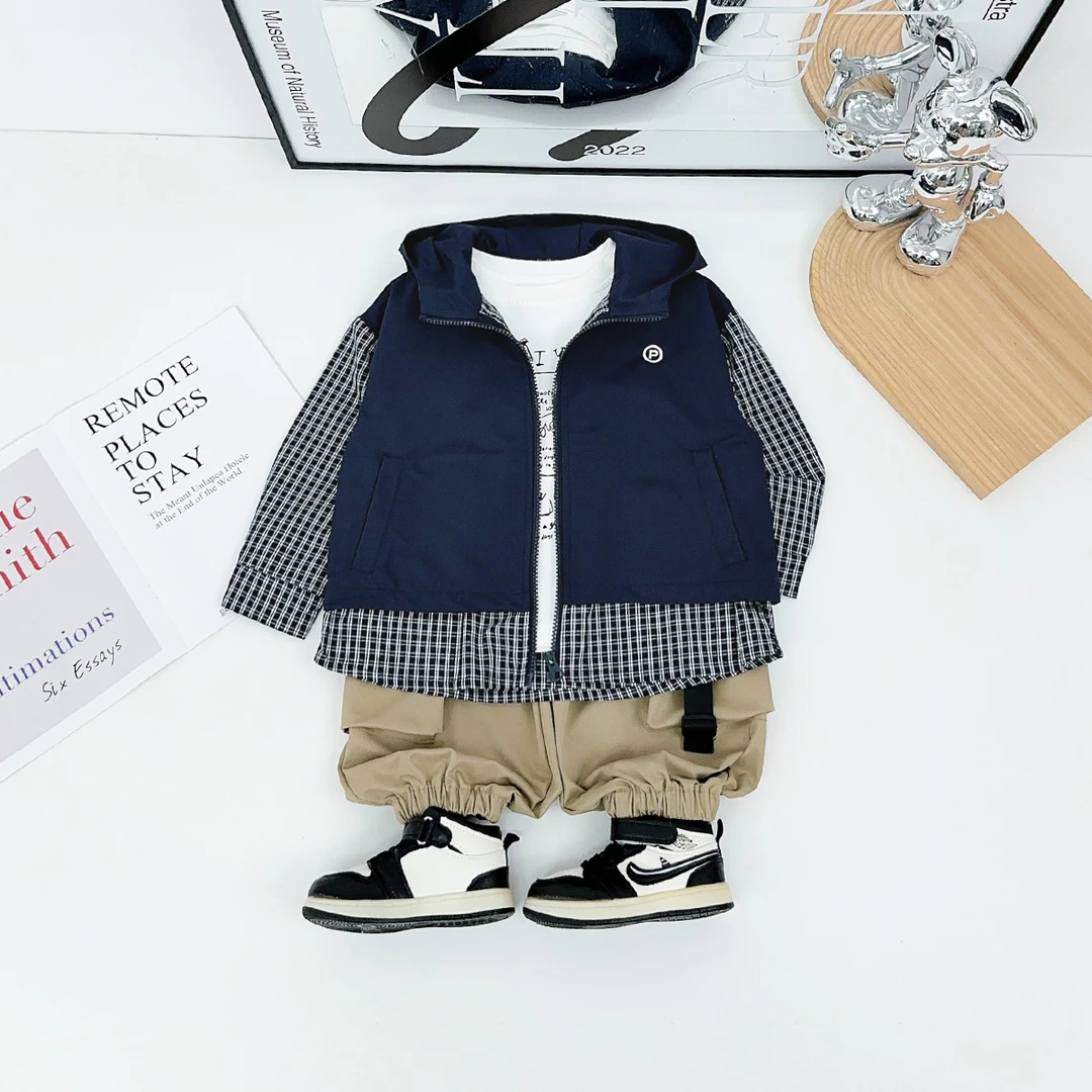男童外套假两件2025新款秋装儿童夹克时尚潮 HZ25819悠悠童话童装