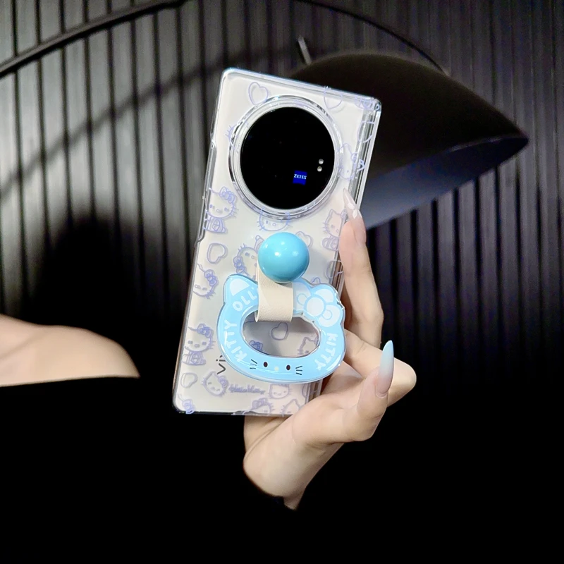 适用vivoxfold3手机壳新款xfold3pro套vivo卡通kt猫咪ins指环圈女