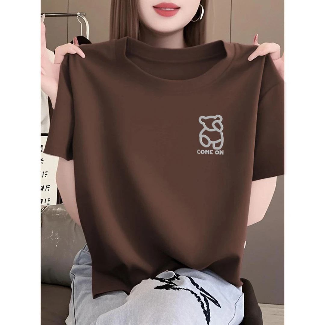 2025春夏季新款独特别致短袖T恤女纯棉绝美时尚减龄打底落肩上衣