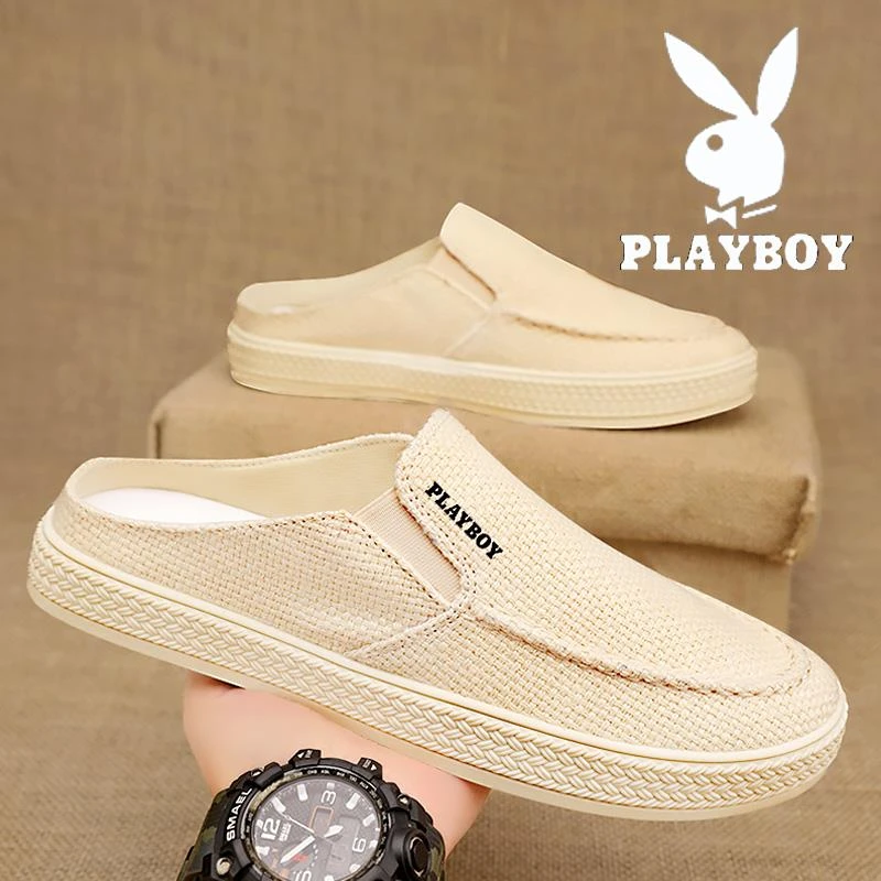 花花公子老北京布鞋子男鞋夏天男款鞋懒人无后跟半拖百搭休闲板鞋