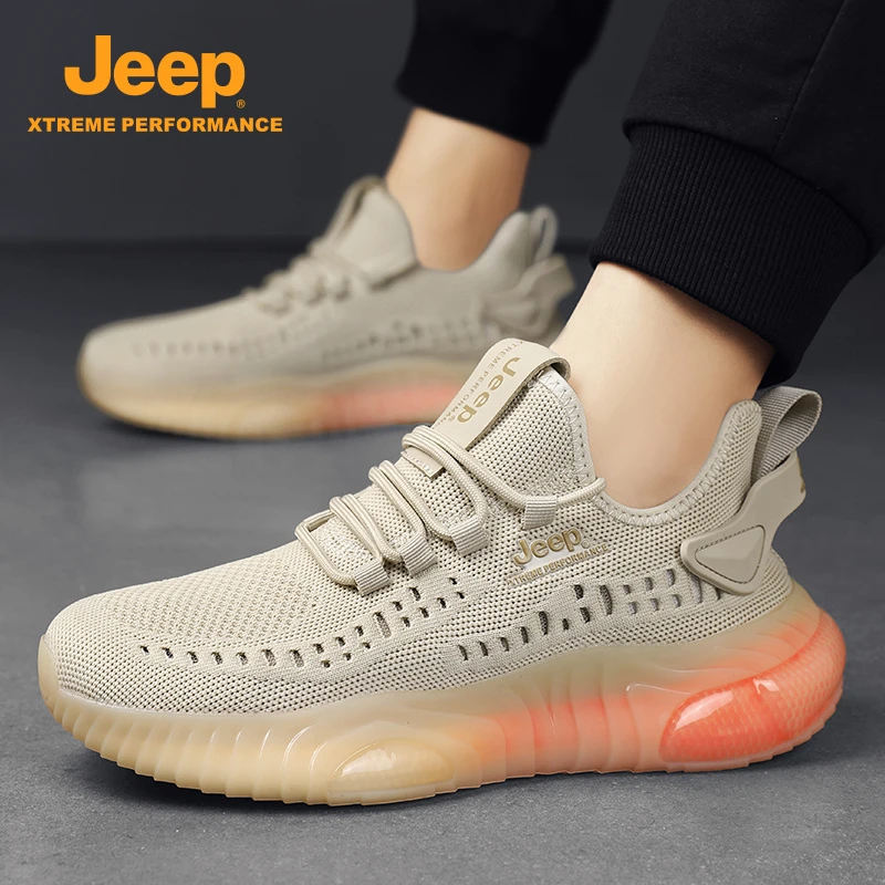 JEEP吉普男鞋2025冬季新款网面透气运动椰子鞋户外减震休闲跑步鞋