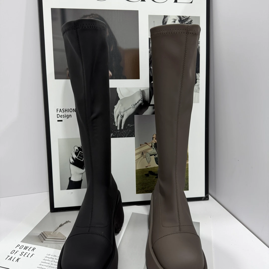 新款方头粗跟舒适厚底不累脚百搭款女靴8916