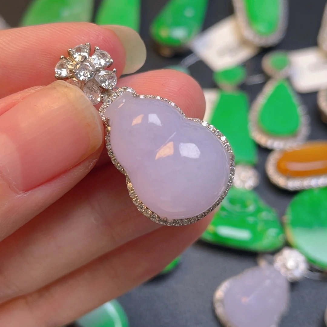 颈饰银S925镶嵌翡翠