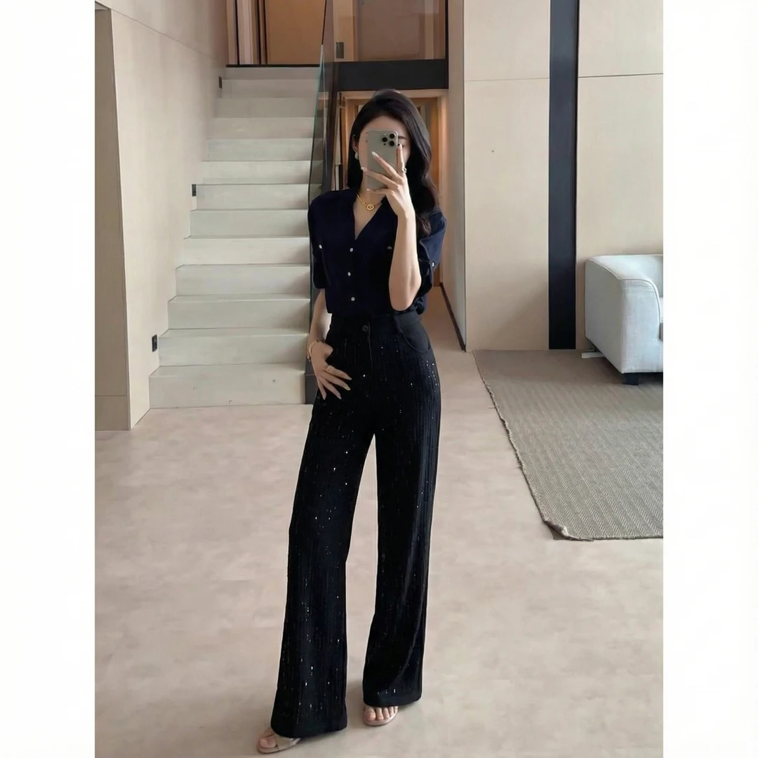 【FUNANI】高腰显瘦百搭2025秋冬休闲裤女装轻奢时尚裤子X2530993B
