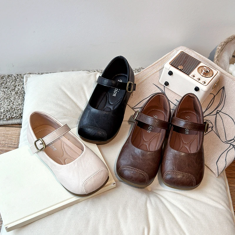 儿童皮鞋春秋新款女童鞋子防滑软底女孩公主鞋豆豆鞋宝宝鞋MQ2380
