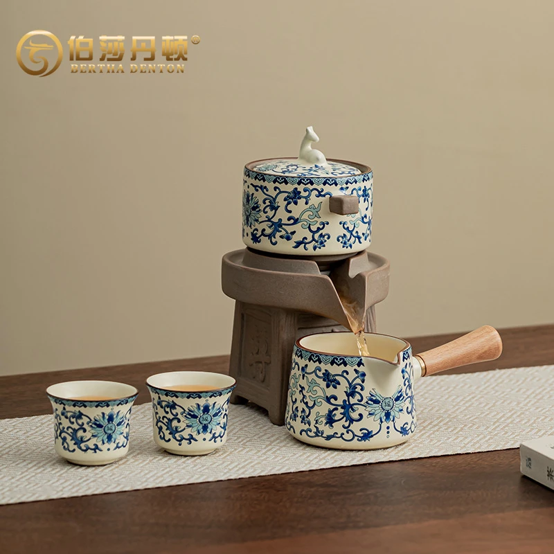 BERTHA DENTON/伯莎丹顿青花汝窑自动茶具套装中式懒人泡茶神器