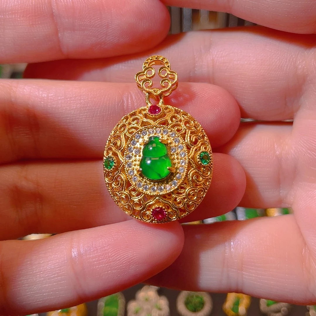 翡翠银S925镶嵌吊坠(不含链)