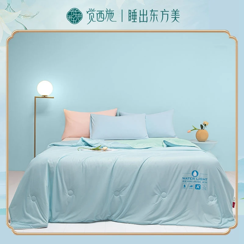 【娟姐专属】觉西施*A类抑菌凉感水光被蓝绿 粉灰