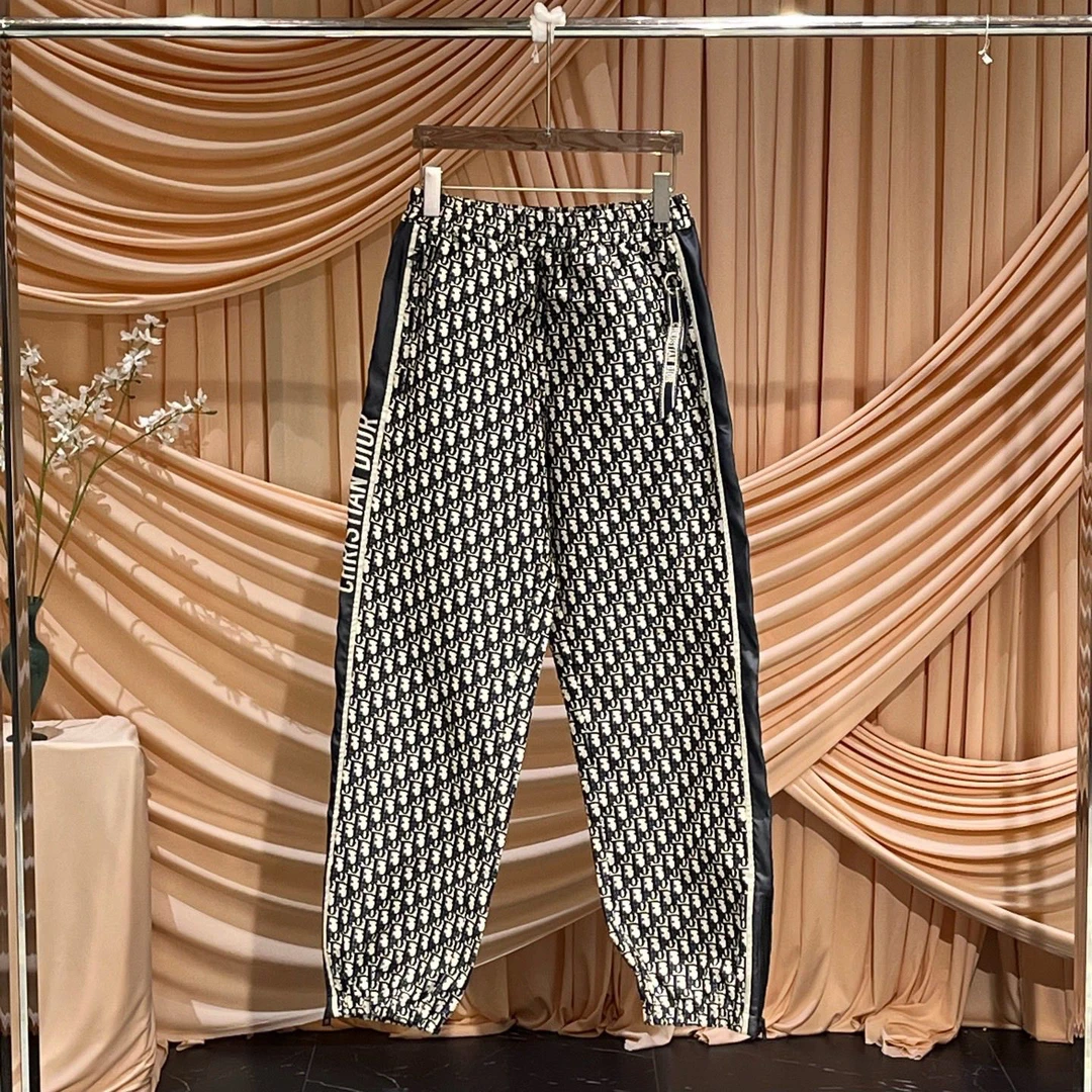 99新 DIOR/迪奥 Dior 蓝色老花满印标语logo长裤/36码/38228